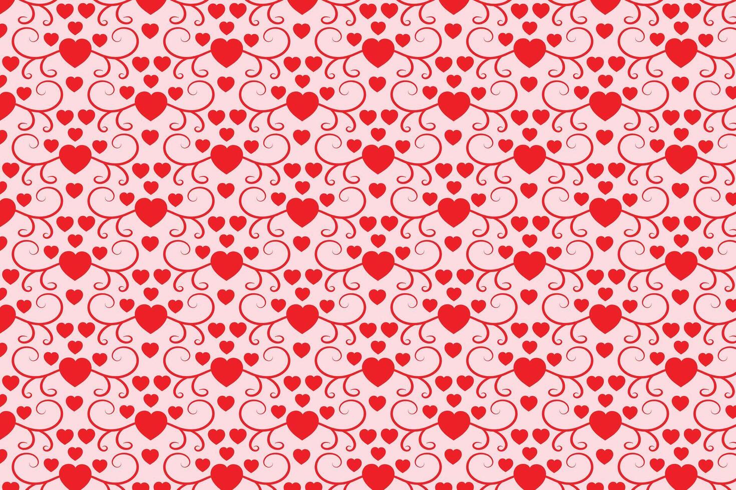 rot Liebe romantisch Textur Valentinsgrüße Tag, abstrakt Herzen wirbelt Muster, lockig Herz wiederholen Hintergrund, gedeiht wirbelnd Romantik nahtlos Verpackung Papier, schön elegant Digital Stoff vektor