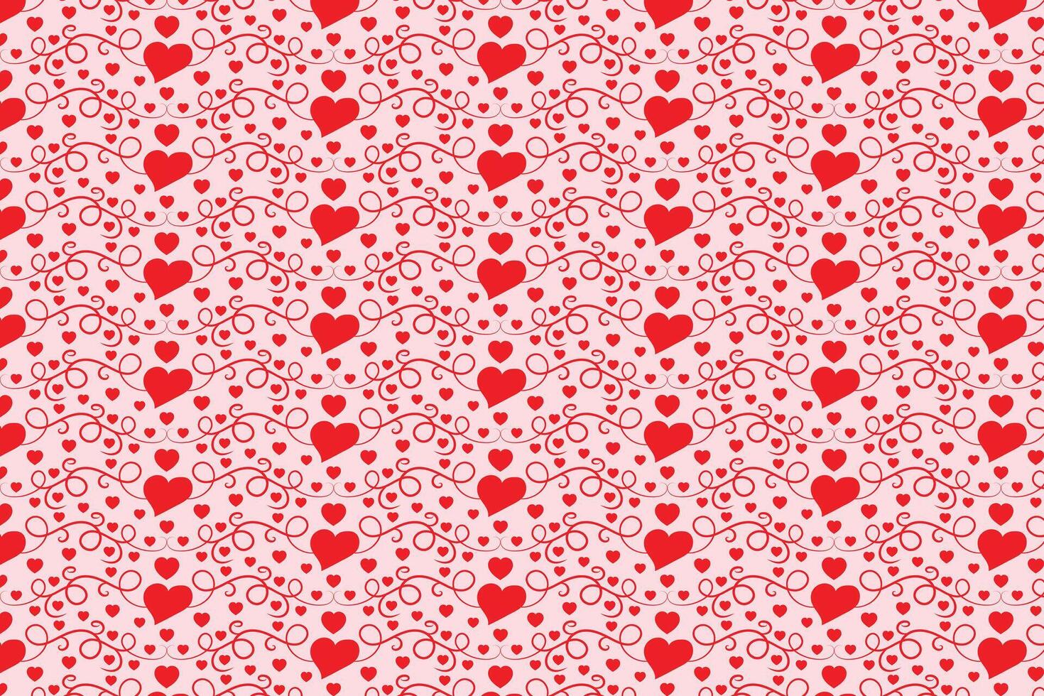 röd kärlek romantisk textur valentines dag, abstrakt hjärtan virvlar mönster, lockigt hjärta upprepa bakgrund, krusidullar virvlande roman sömlös omslag papper, härlig elegant digital tyg vektor