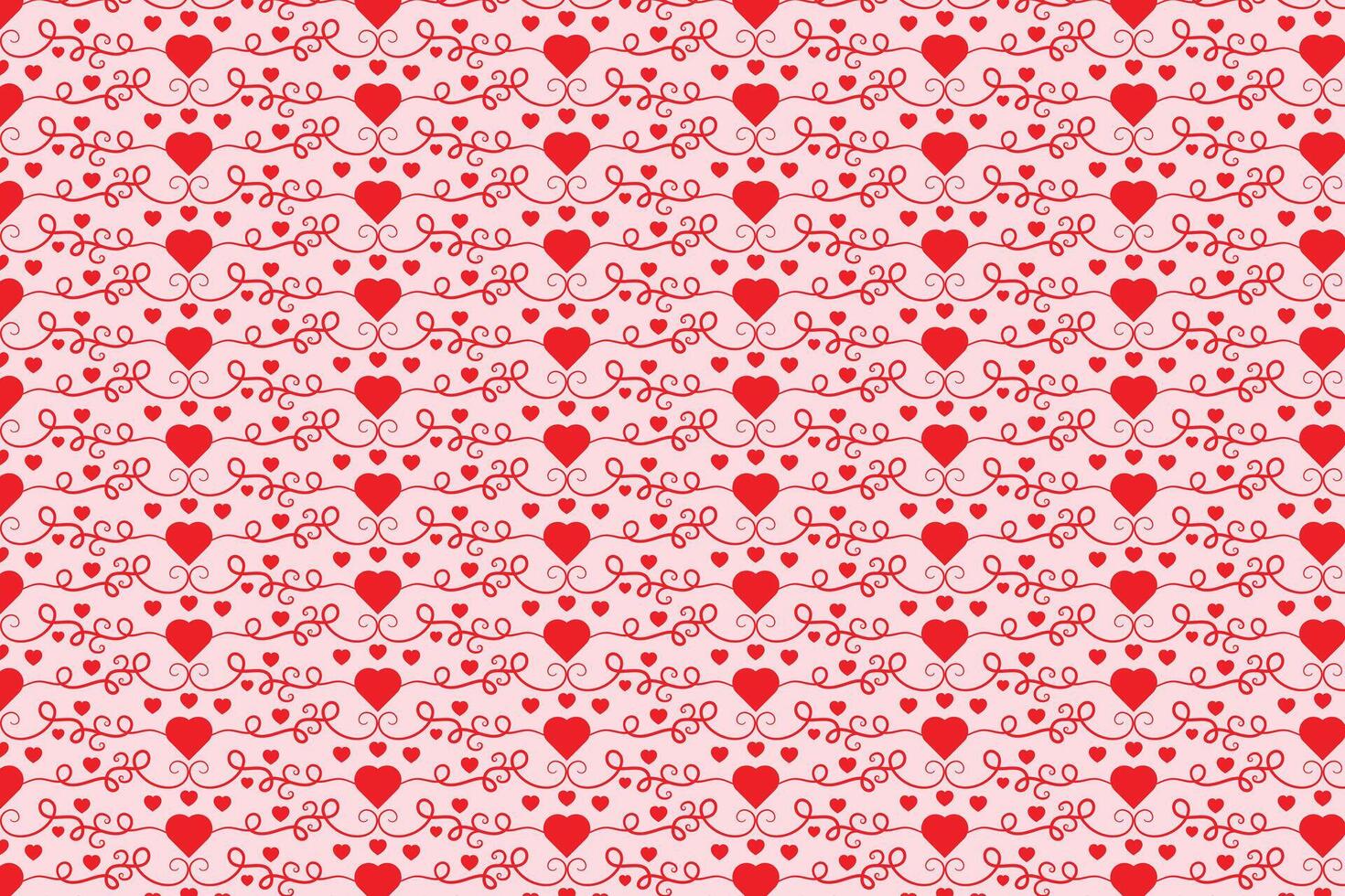 röd kärlek romantisk textur valentines dag, abstrakt hjärtan virvlar mönster, lockigt hjärta upprepa bakgrund, krusidullar virvlande roman sömlös omslag papper, härlig elegant digital tyg vektor