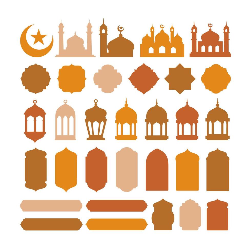 islamic stil gräns och ram design. arab ramadan fönster prydnad dekor årgång. muslim tema. vektor