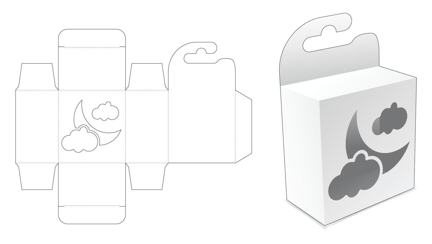 Mini-Hängebox mit Mond- und Wolkenfenster-Stanzschablone vektor