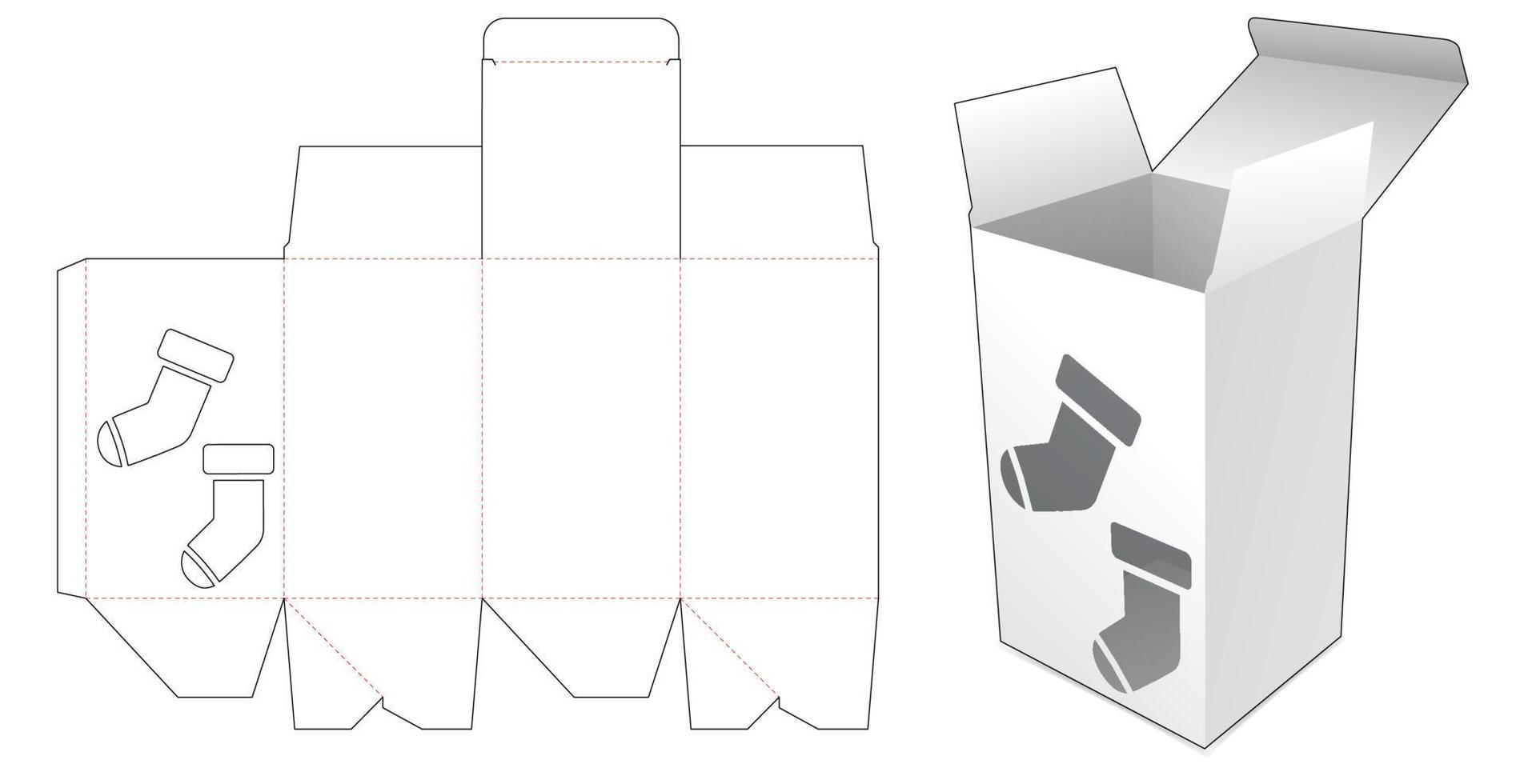Karton mit gestanzter Schablone für Weihnachtssocken vektor