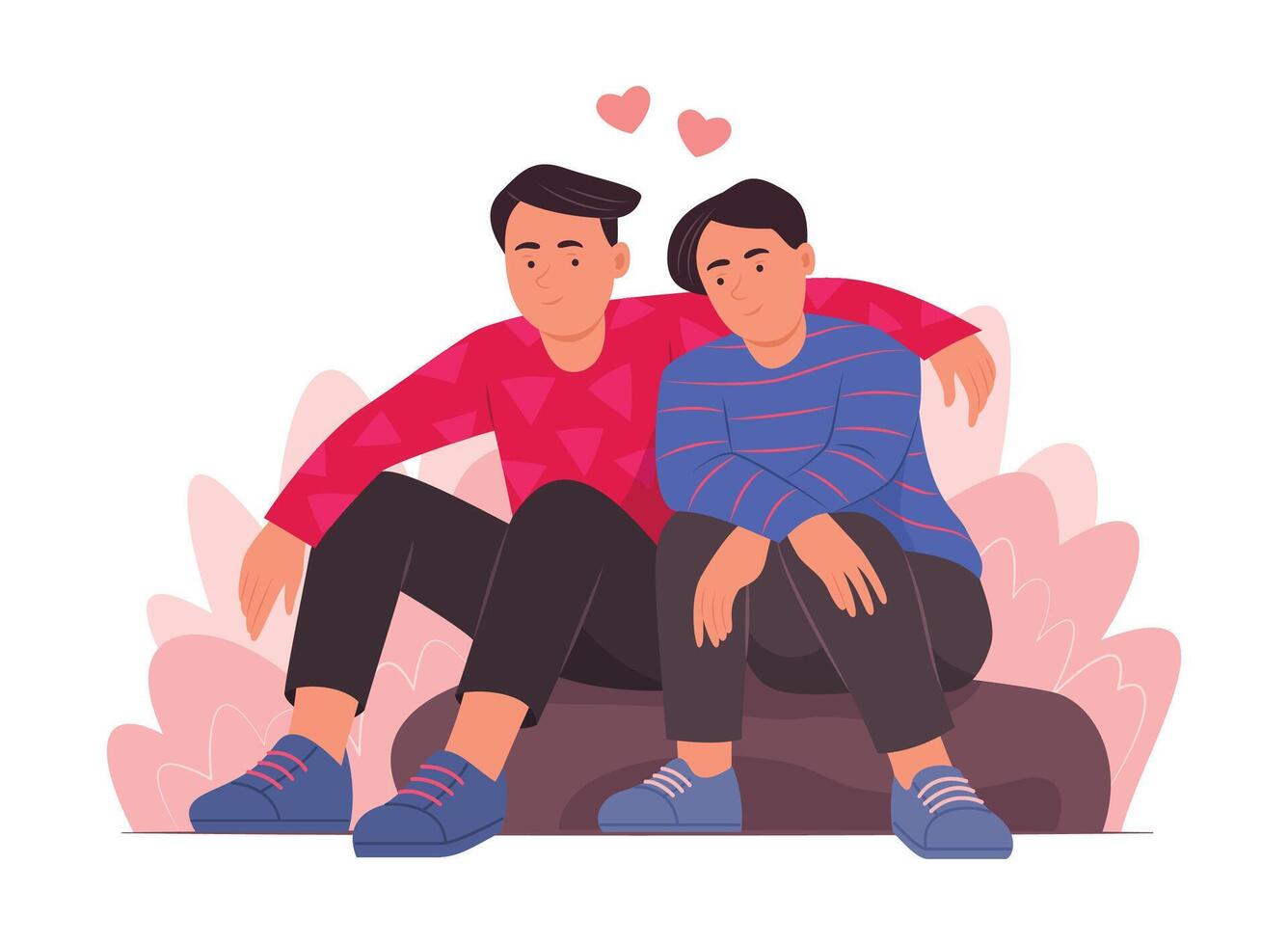 Fröhlich Männer Paar im Liebe zum Valentinstag Tag Konzept Illustration vektor