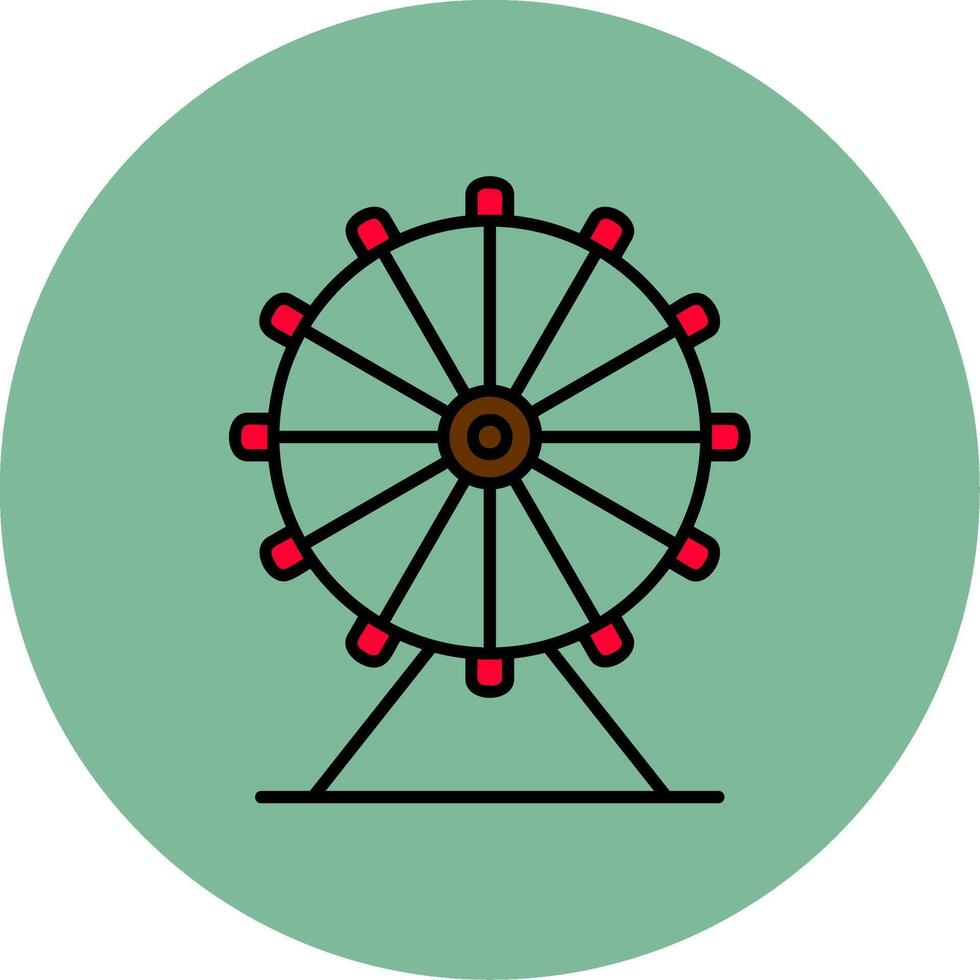 ferris hjul linje fylld flerfärgad cirkel ikon vektor