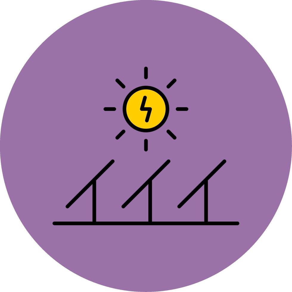 sol- energi linje fylld flerfärgad cirkel ikon vektor