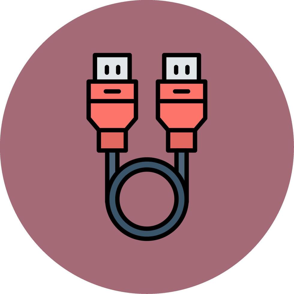 USB Kabel Linie gefüllt Mehrfarben Kreis Symbol vektor