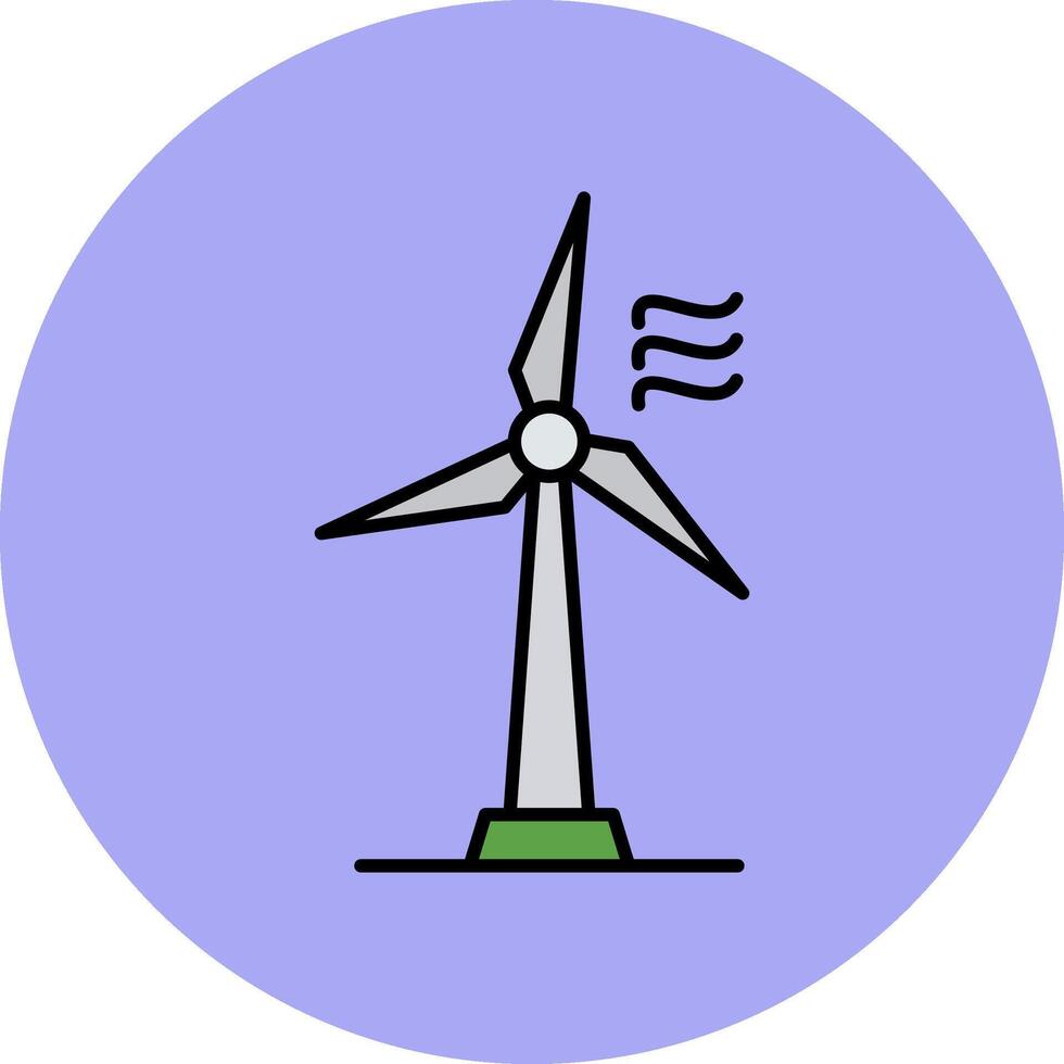 Wind Turbine Linie gefüllt Mehrfarben Kreis Symbol vektor