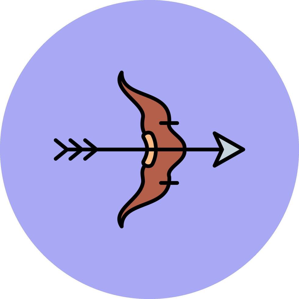Bogen und Pfeil Linie gefüllt Mehrfarben Kreis Symbol vektor