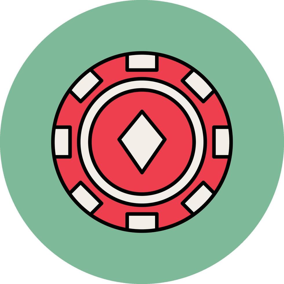 Poker Chip Linie gefüllt Mehrfarben Kreis Symbol vektor