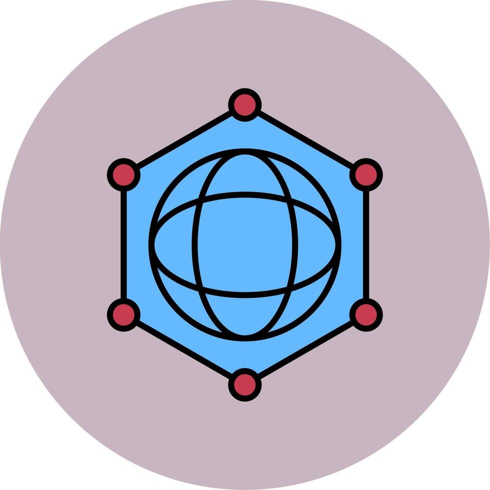 nätverk linje fylld flerfärgad cirkel ikon vektor