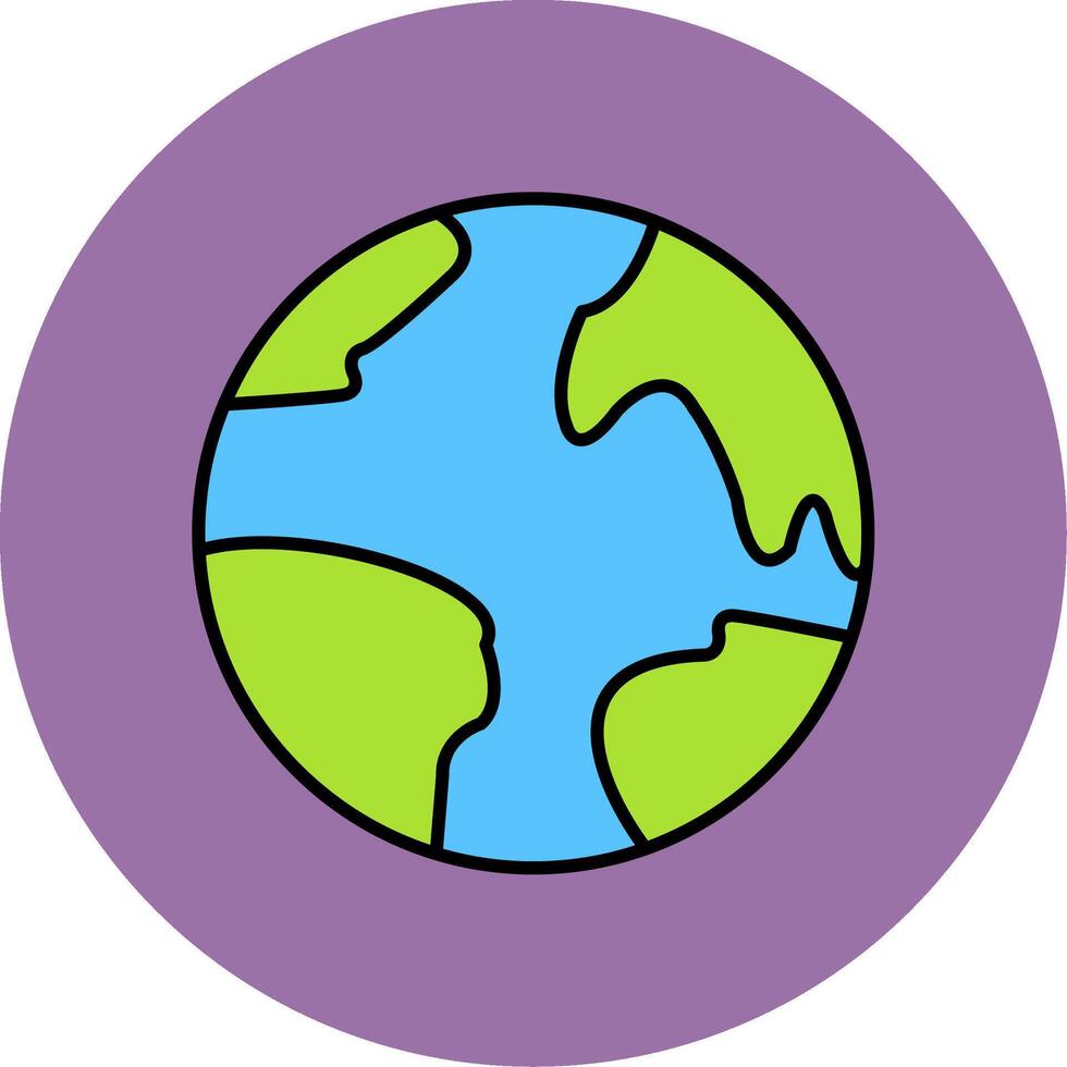 planet jord linje fylld flerfärgad cirkel ikon vektor
