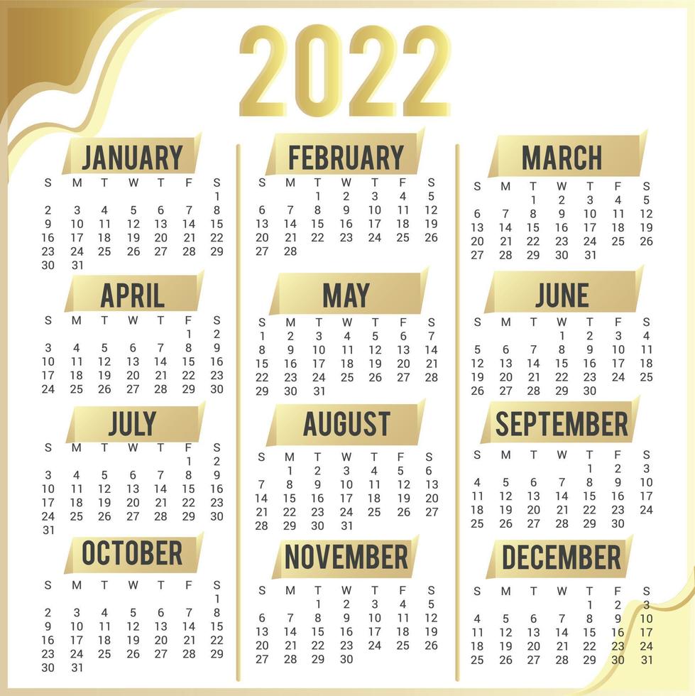 årlig kalendermall vektor