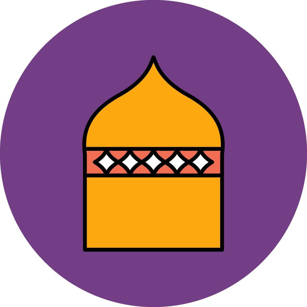 islamic arkitektur linje fylld flerfärgad cirkel ikon vektor