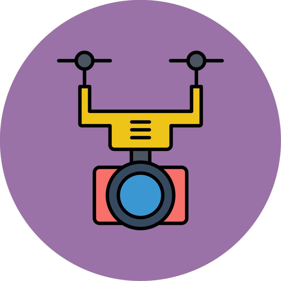 Kamera Drohne Linie gefüllt Mehrfarben Kreis Symbol vektor