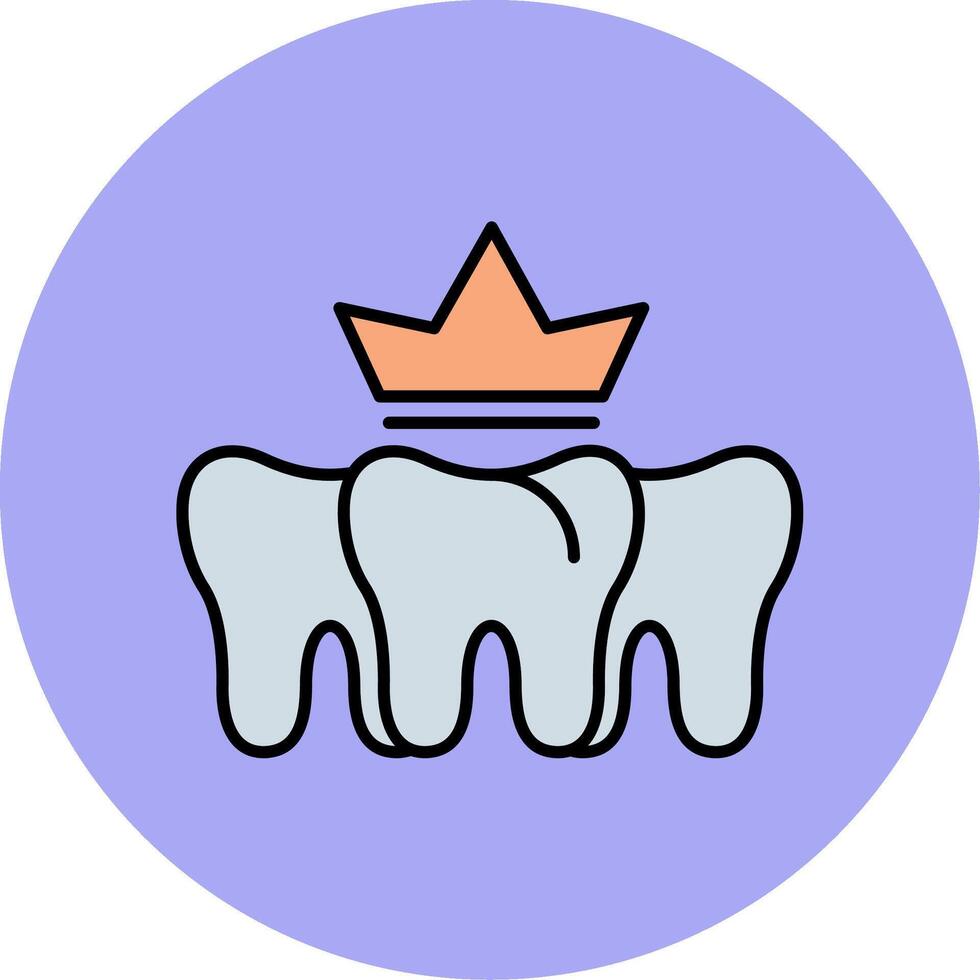 dental krona linje fylld flerfärgad cirkel ikon vektor