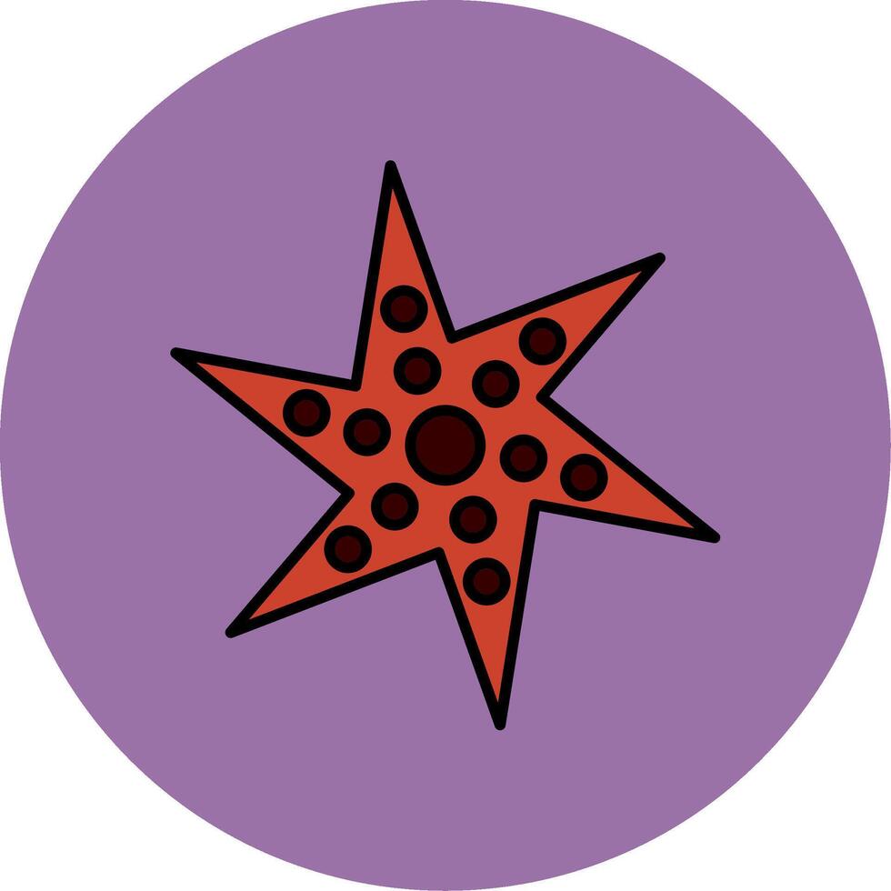 sjöstjärna linje fylld flerfärgad cirkel ikon vektor