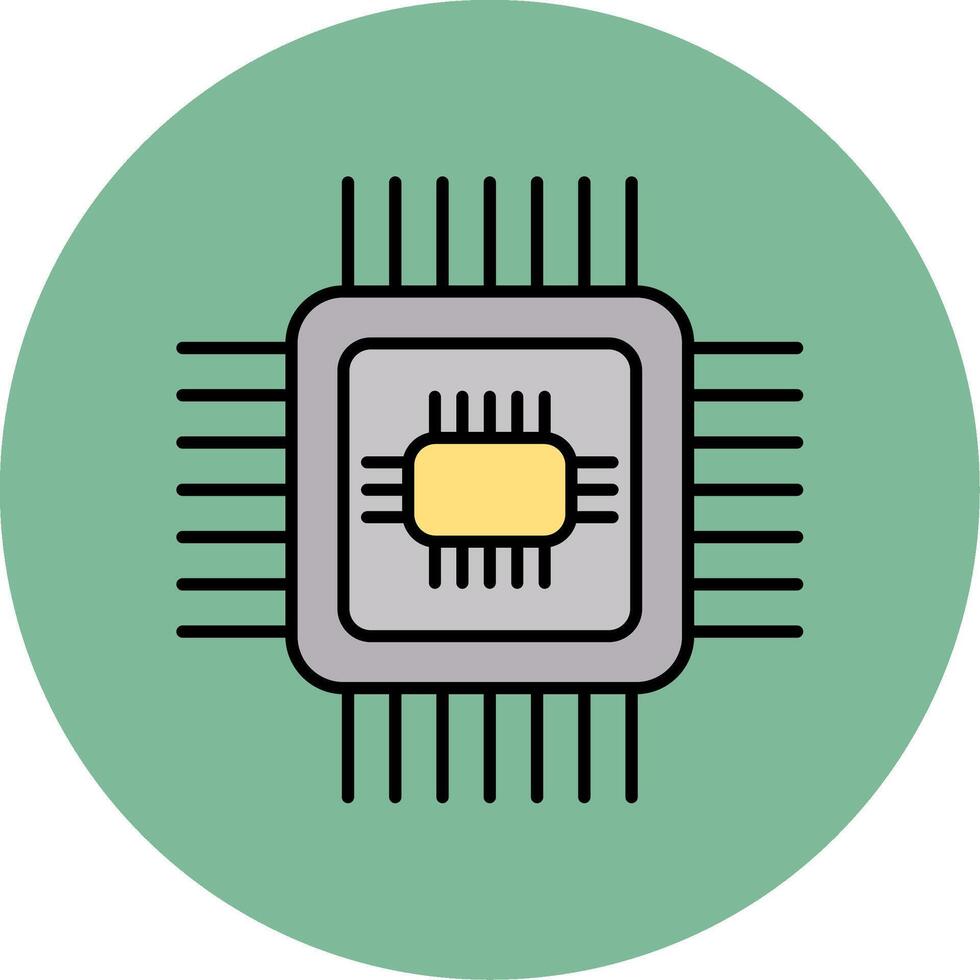 cpu linje fylld flerfärgad cirkel ikon vektor