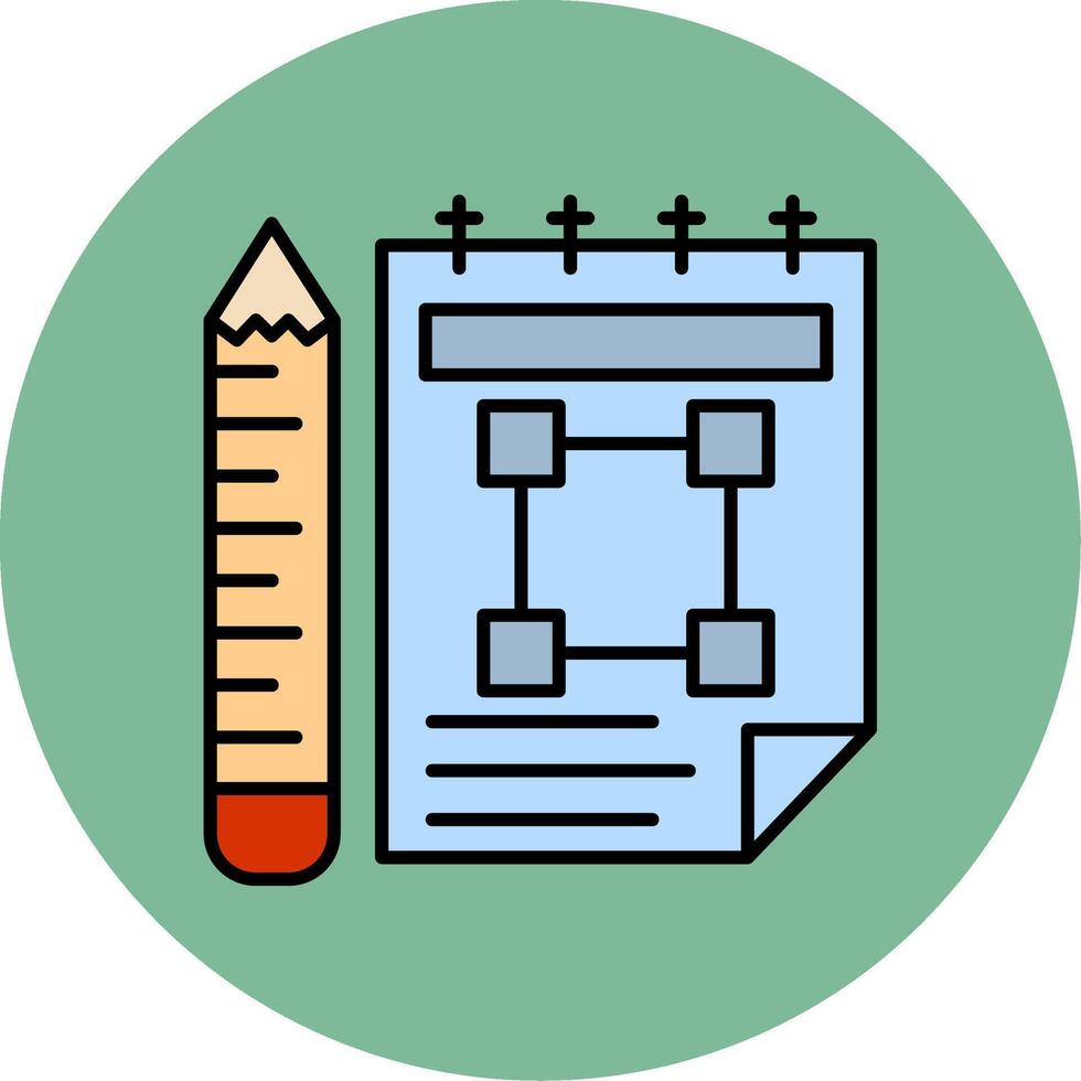 Skizzenbuch Linie gefüllt Mehrfarben Kreis Symbol vektor