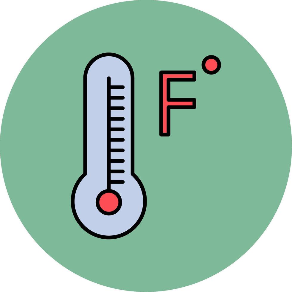 Fahrenheit grader linje fylld flerfärgad cirkel ikon vektor