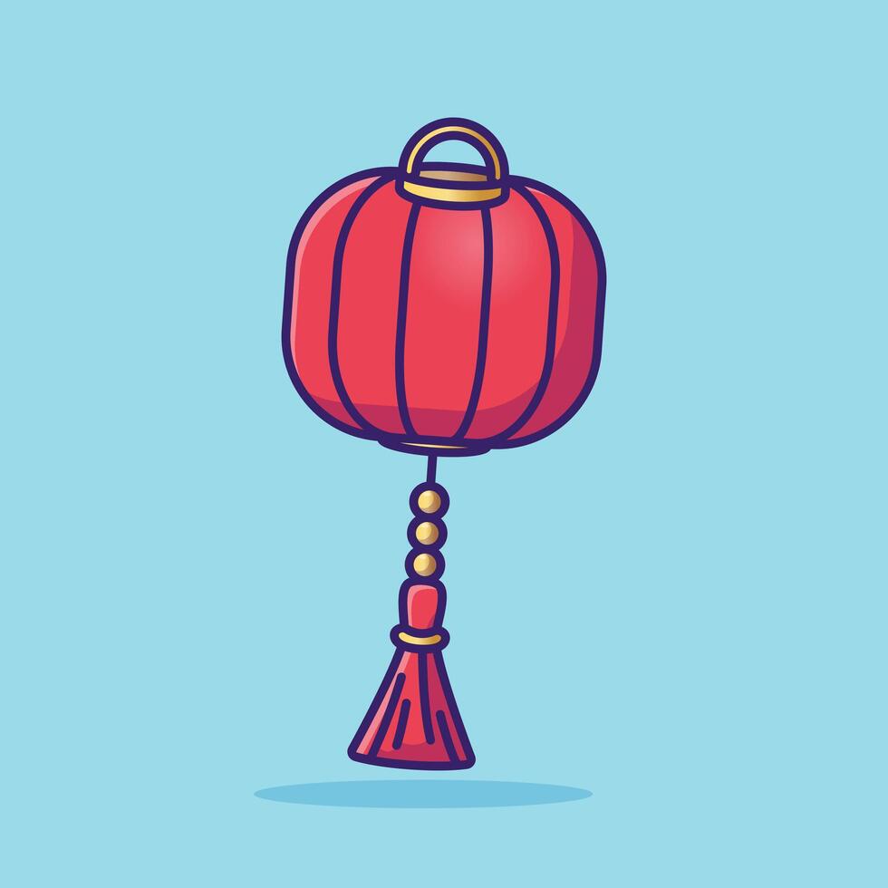 kinesisk lykta enkel tecknad serie vektor illustration kinesisk ny år grejer begrepp ikon isolerat