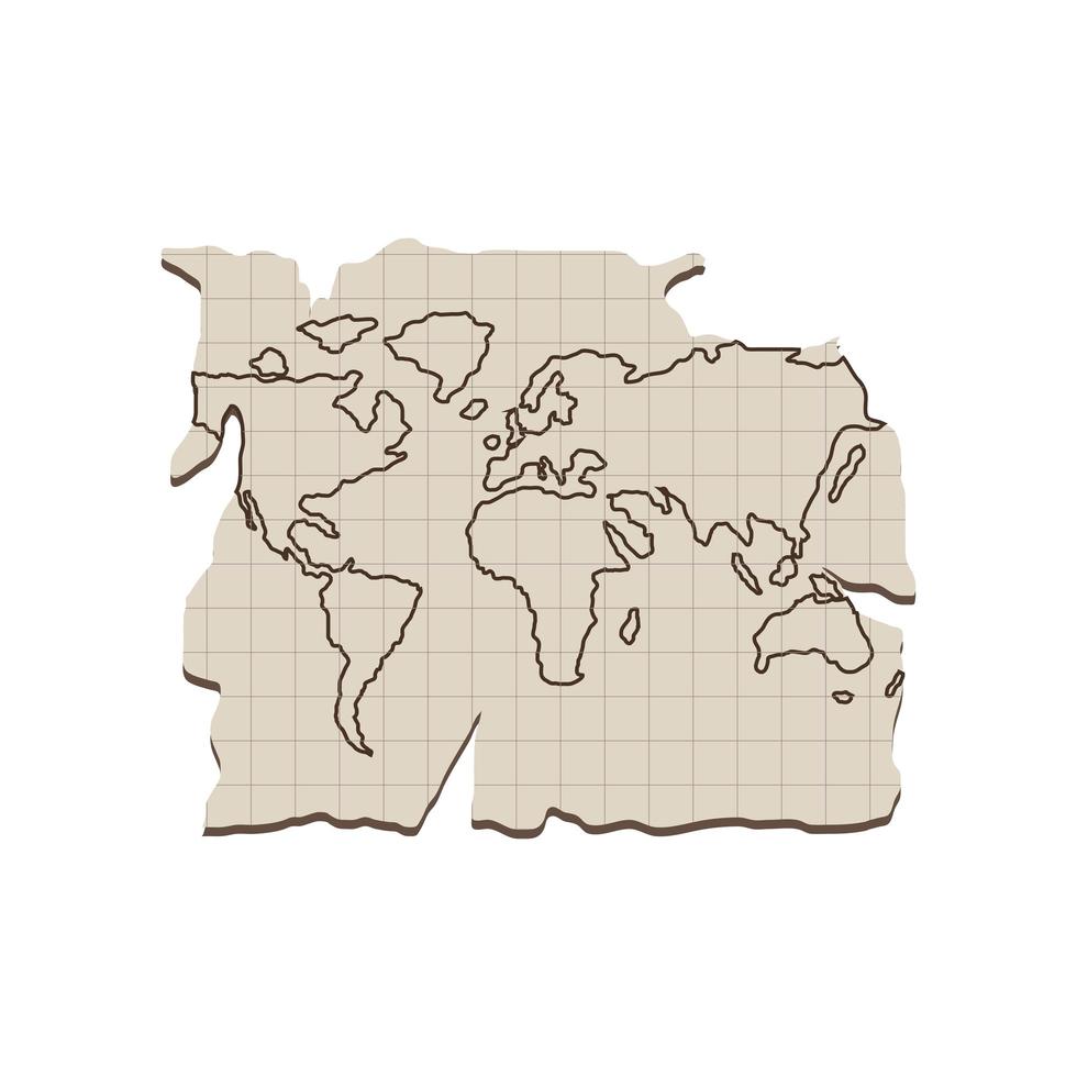 handritad karta över världen vektor
