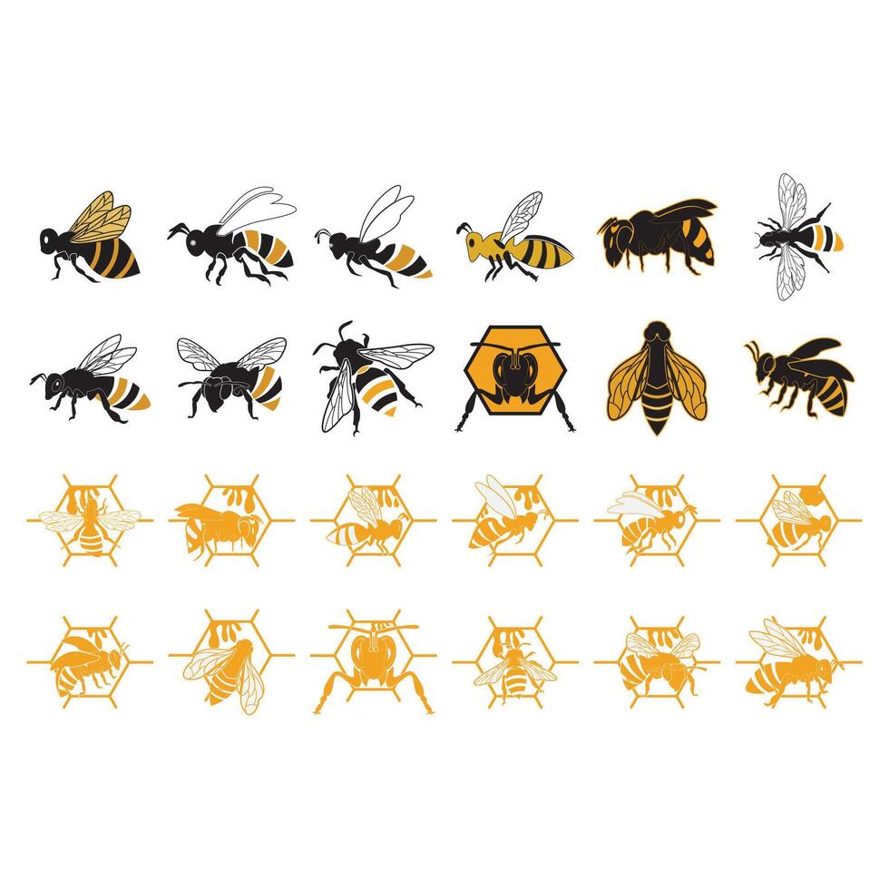 Symbol einstellen Tier Biene Logo vektor