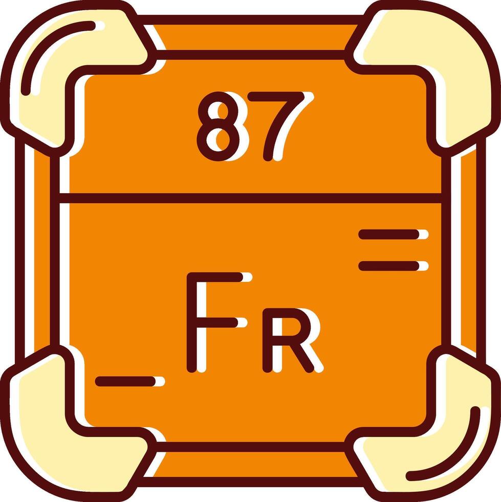 francium fylld halkade retro ikon vektor