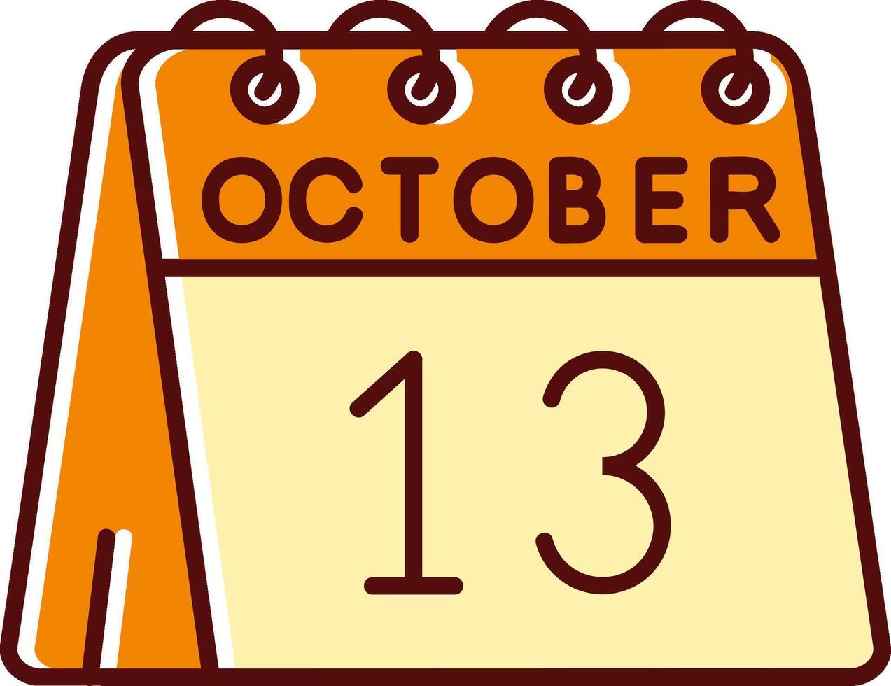 13: e av oktober fylld halkade retro ikon vektor