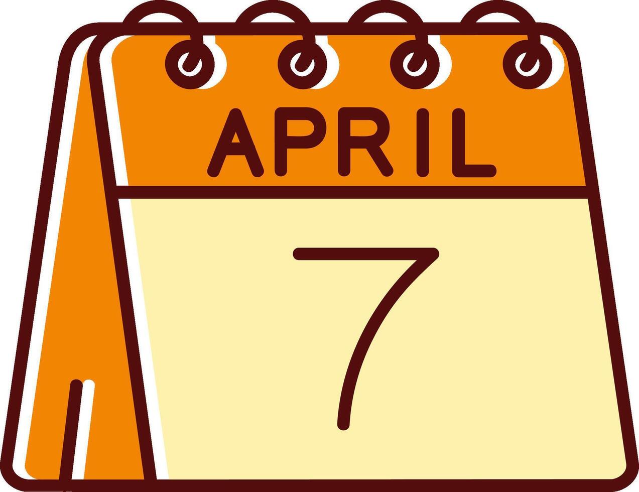 7:e av april fylld halkade retro ikon vektor