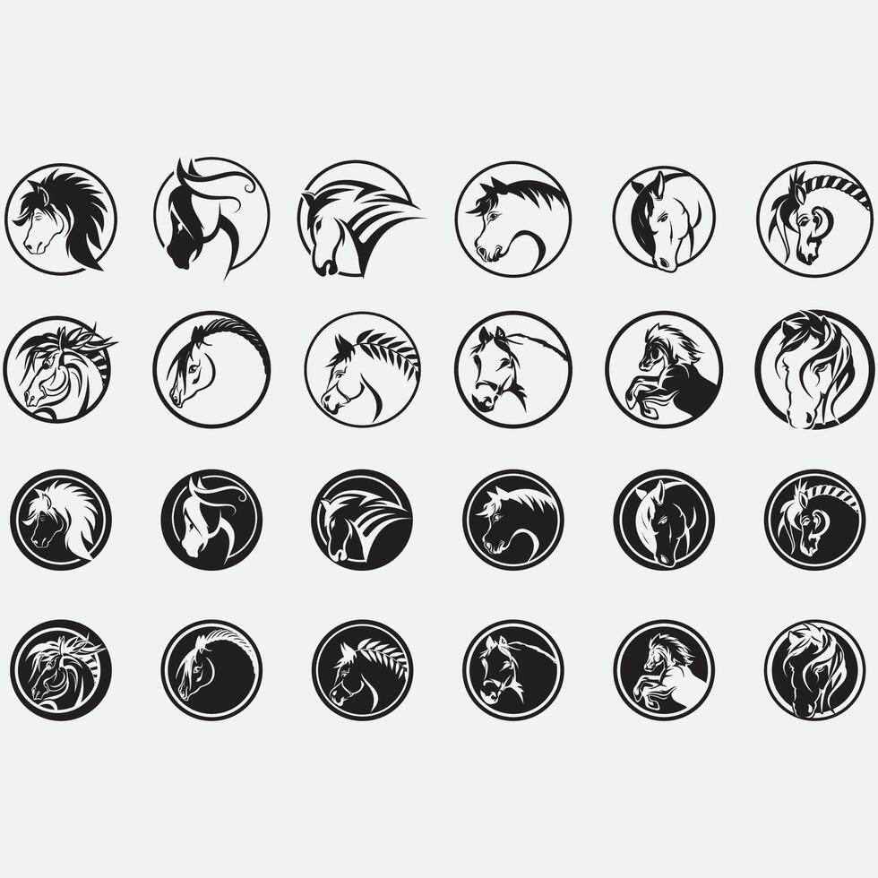 Vektor Bild Illustration von ein Sammlung von Pferd Logos