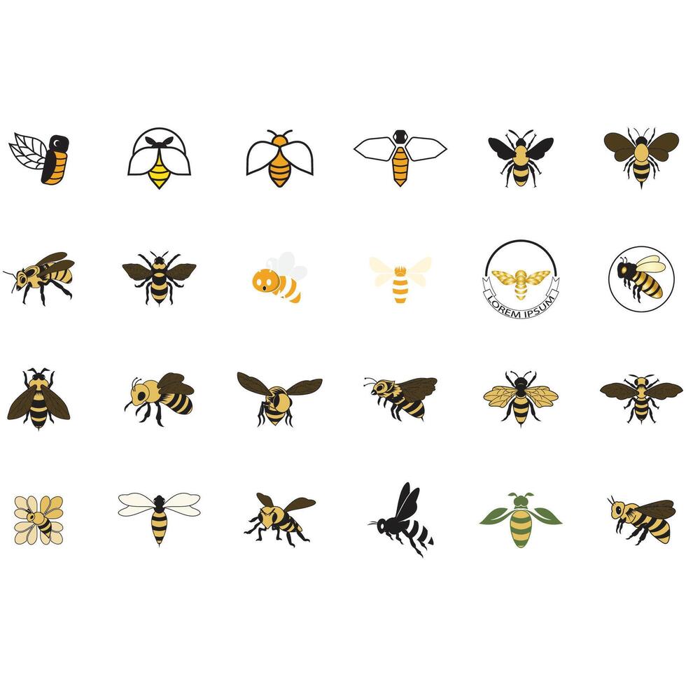 ikon uppsättning djur- bi logotyp vektor
