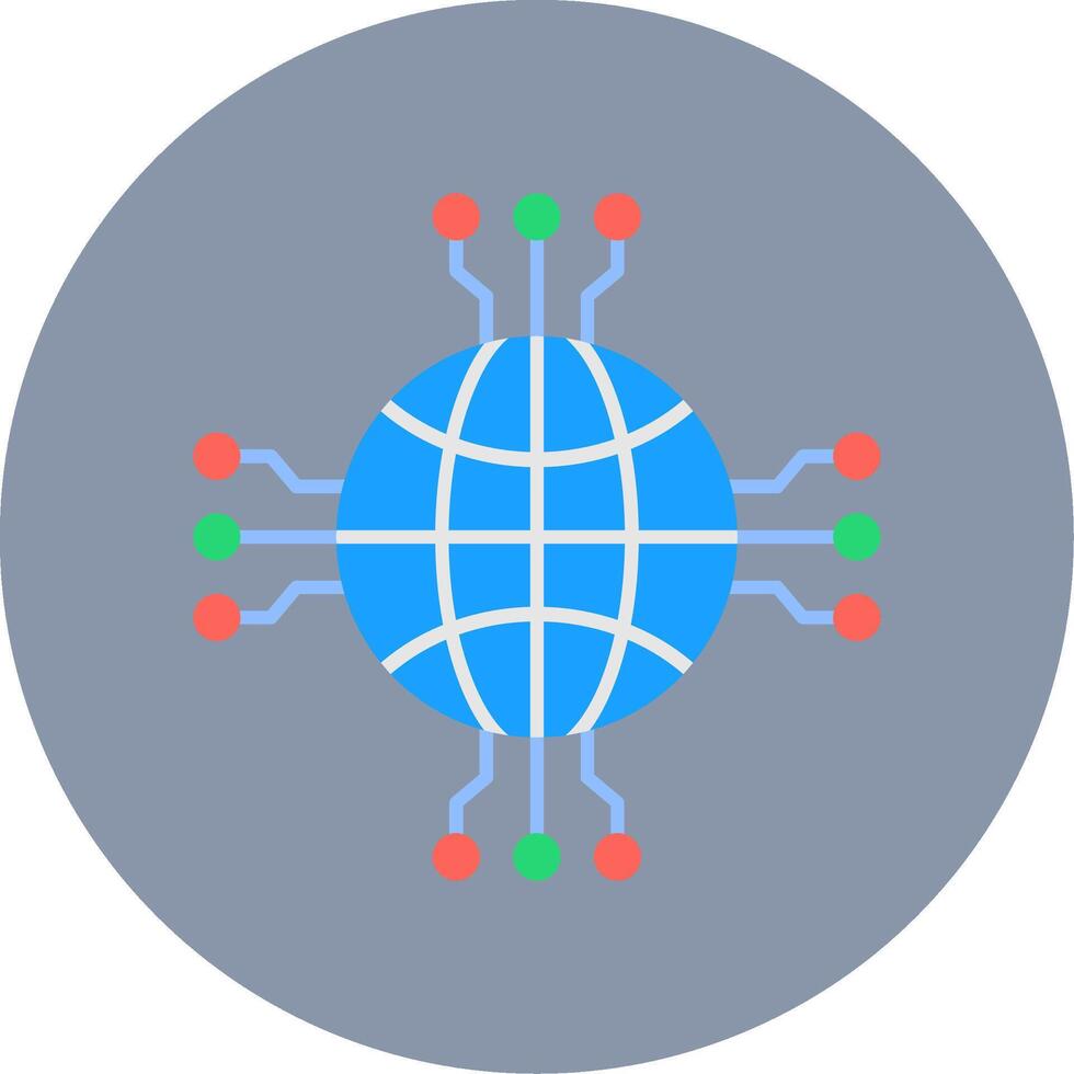 nätverk platt cirkel ikon vektor