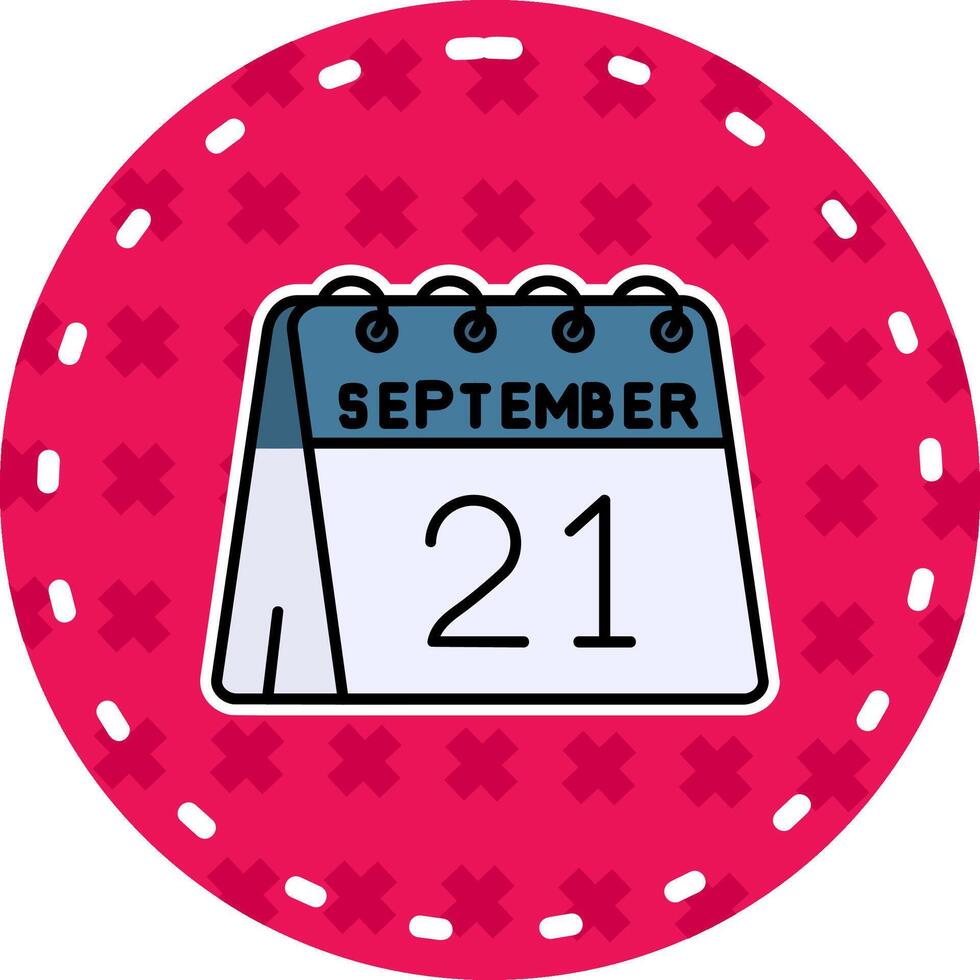 21:e av september linje fylld klistermärke ikon vektor