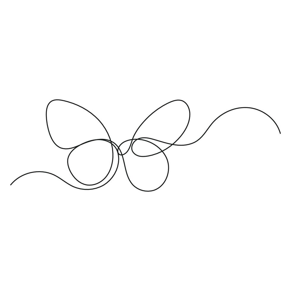kontinuerlig ett linje teckning av fjäril. linjär vektor illustration. redigerbar stroke