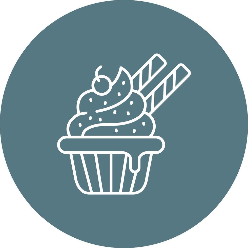 Cupcake Linie Farbe Kreis Symbol vektor