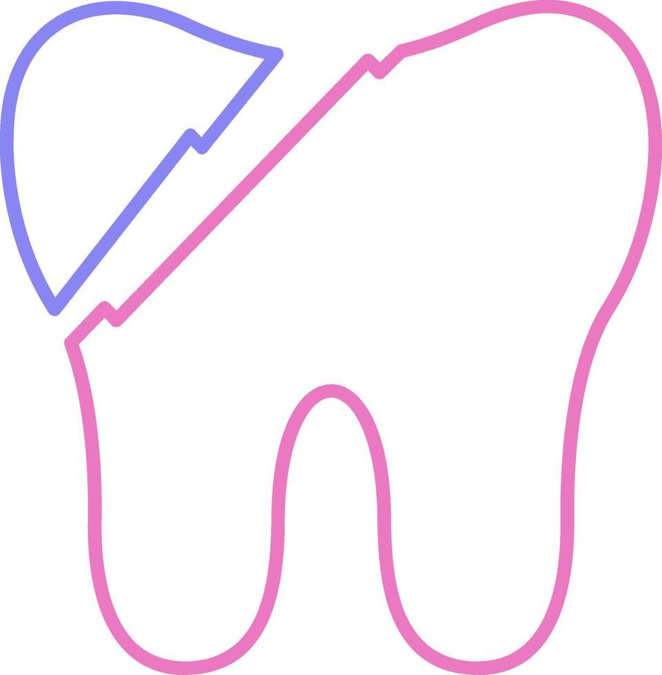 gebrochen Zahn linear zwei Farbe Symbol vektor