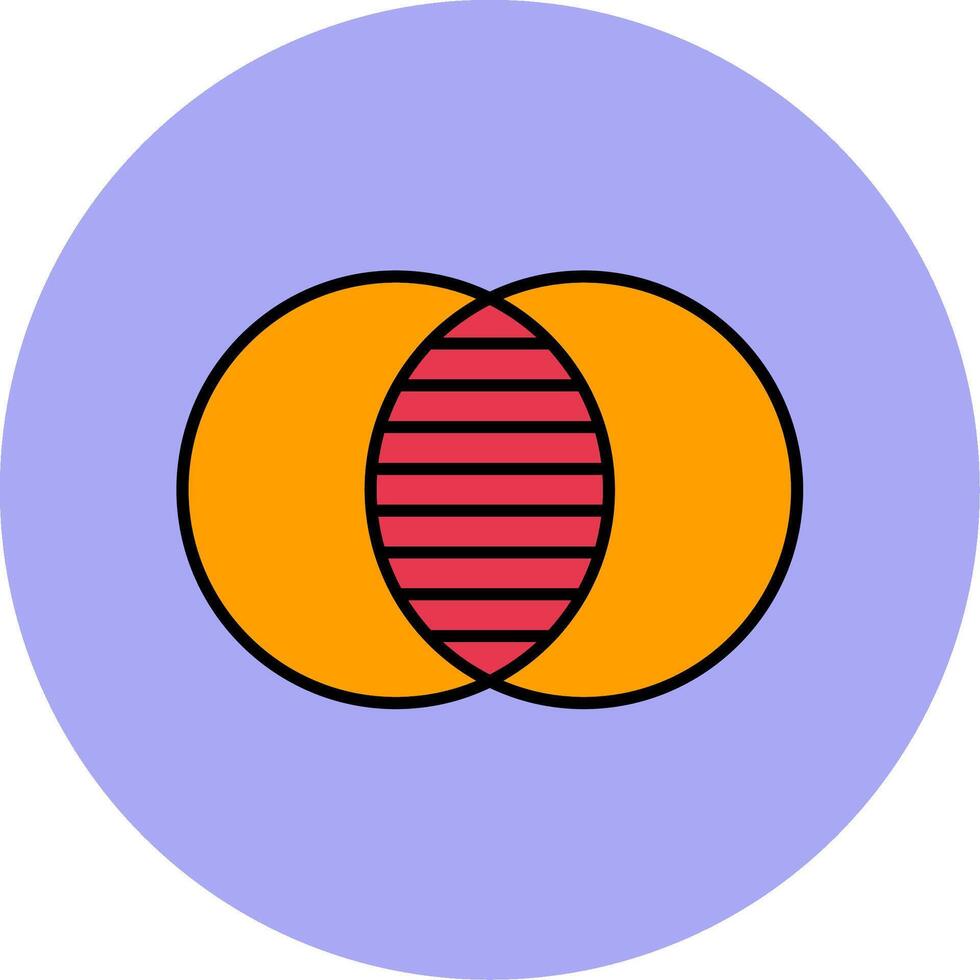 överlappning linje fylld flerfärgad cirkel ikon vektor