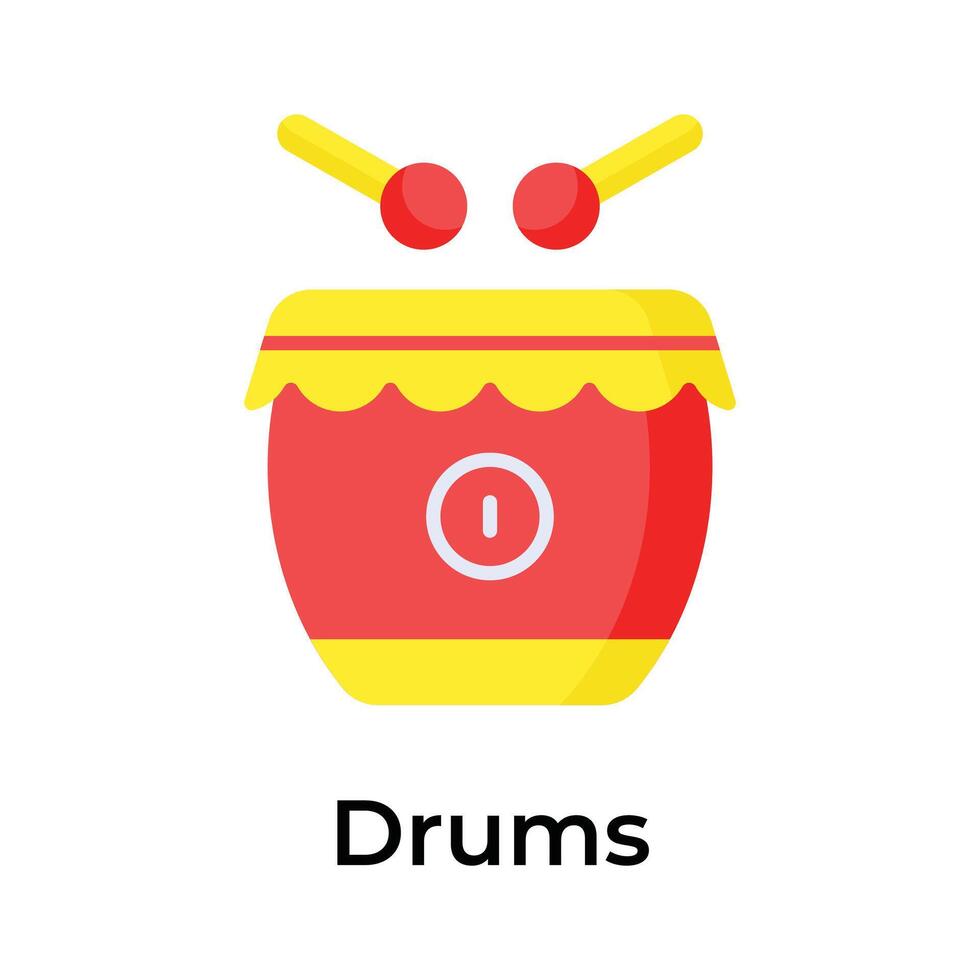 kinesisk traditionell musikalisk trumma med skramlar vektor design, redigerbar ikon