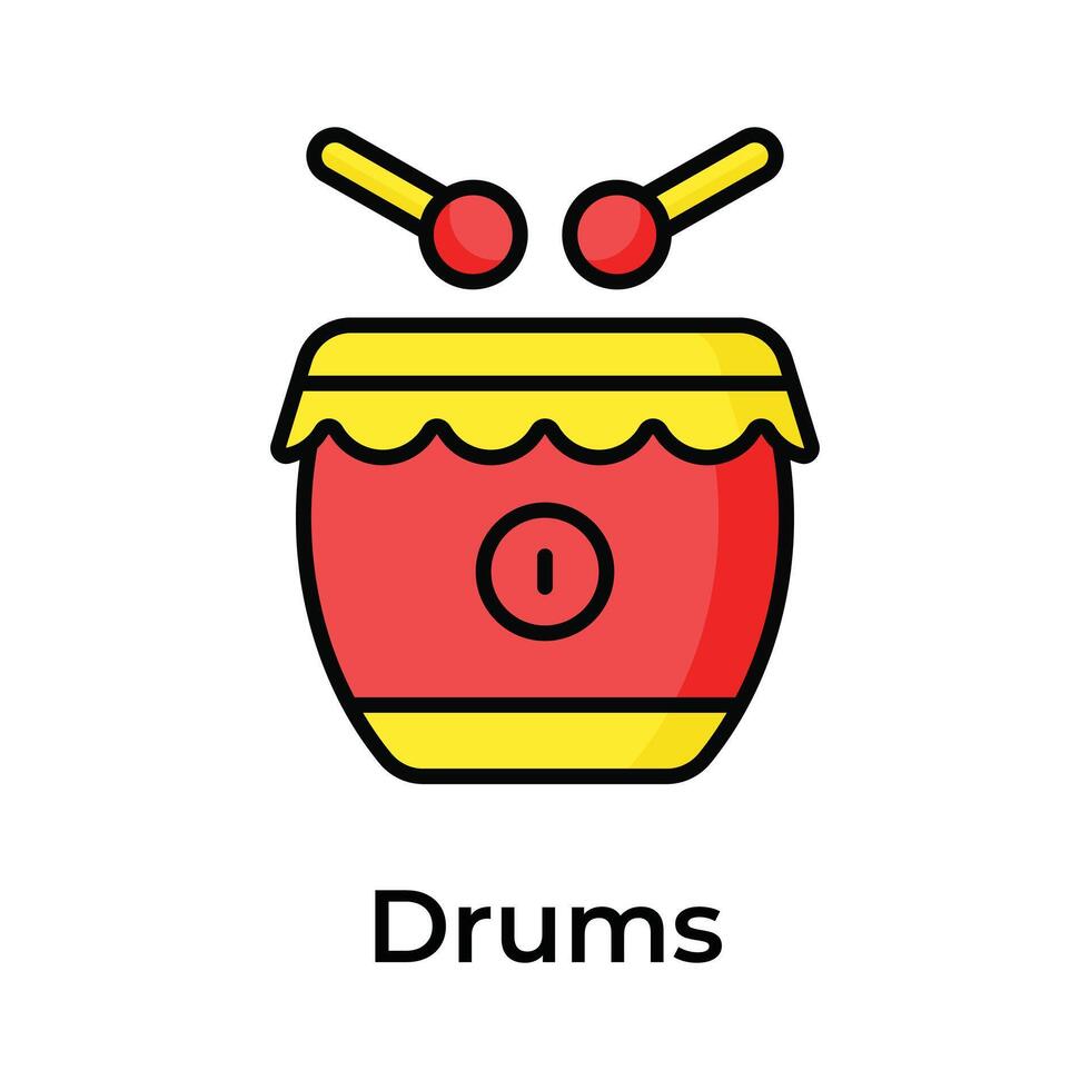 Chinesisch traditionell Musical Trommel mit rasselt Vektor Design, editierbar Symbol