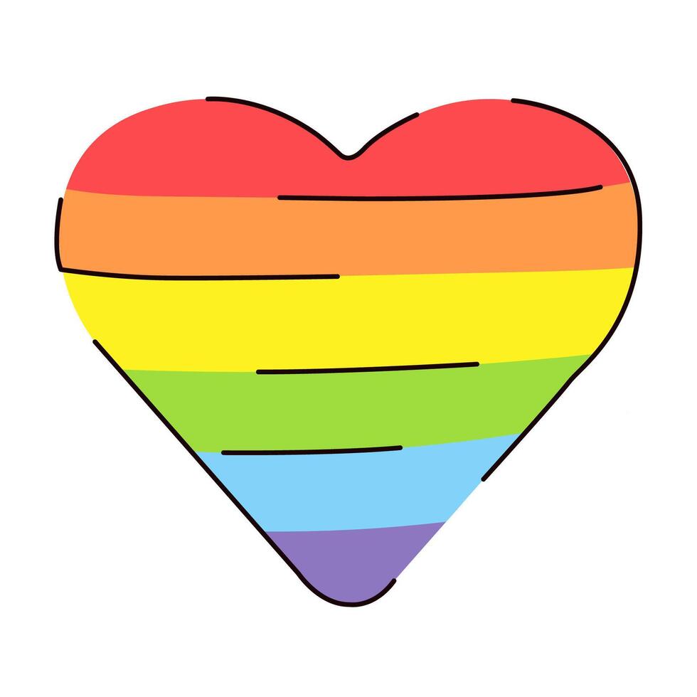 HBTQ hjärta linje konst stil. stolthet symbol i regnbåge färger. vektor illustration isolerat på vit bakgrund. Gay och lesbisk tecken.