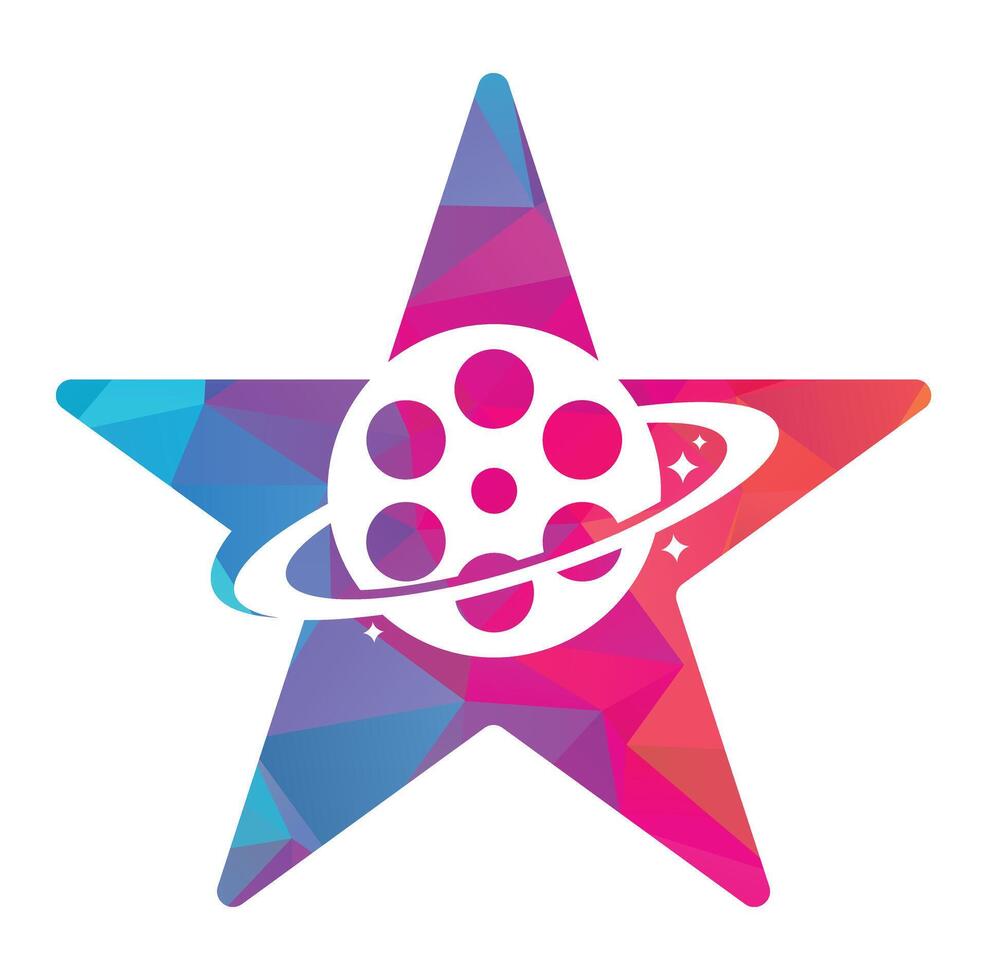 planet filma stjärna form begrepp vektor logotyp design.