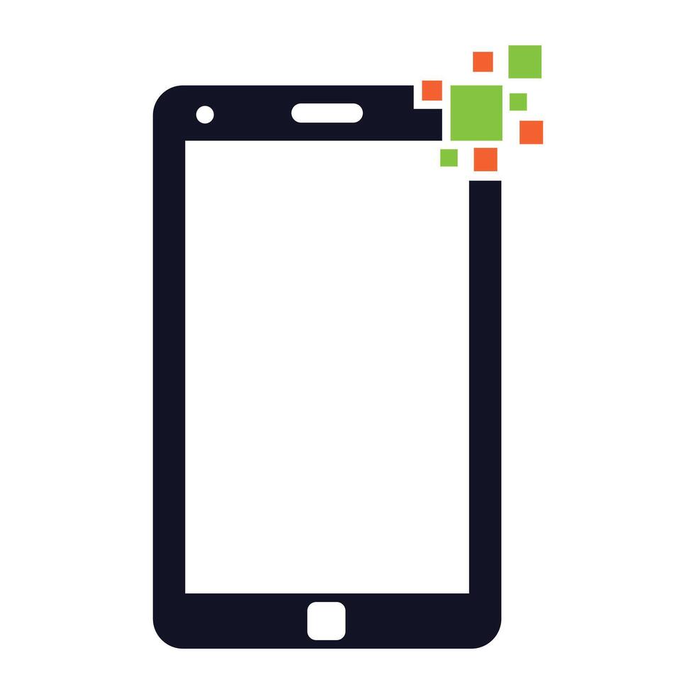 Handy, Mobiltelefon Pixel Logo Design Vektor Illustration.