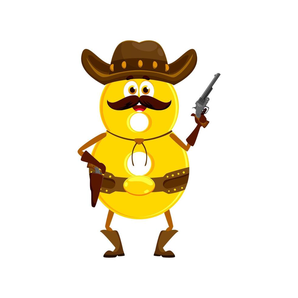 tecknad serie cowboy, sheriff, och rånare siffra åtta vektor