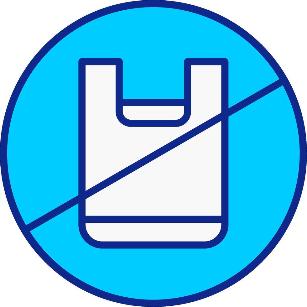 Nein Plastik Tasche Blau gefüllt Symbol vektor