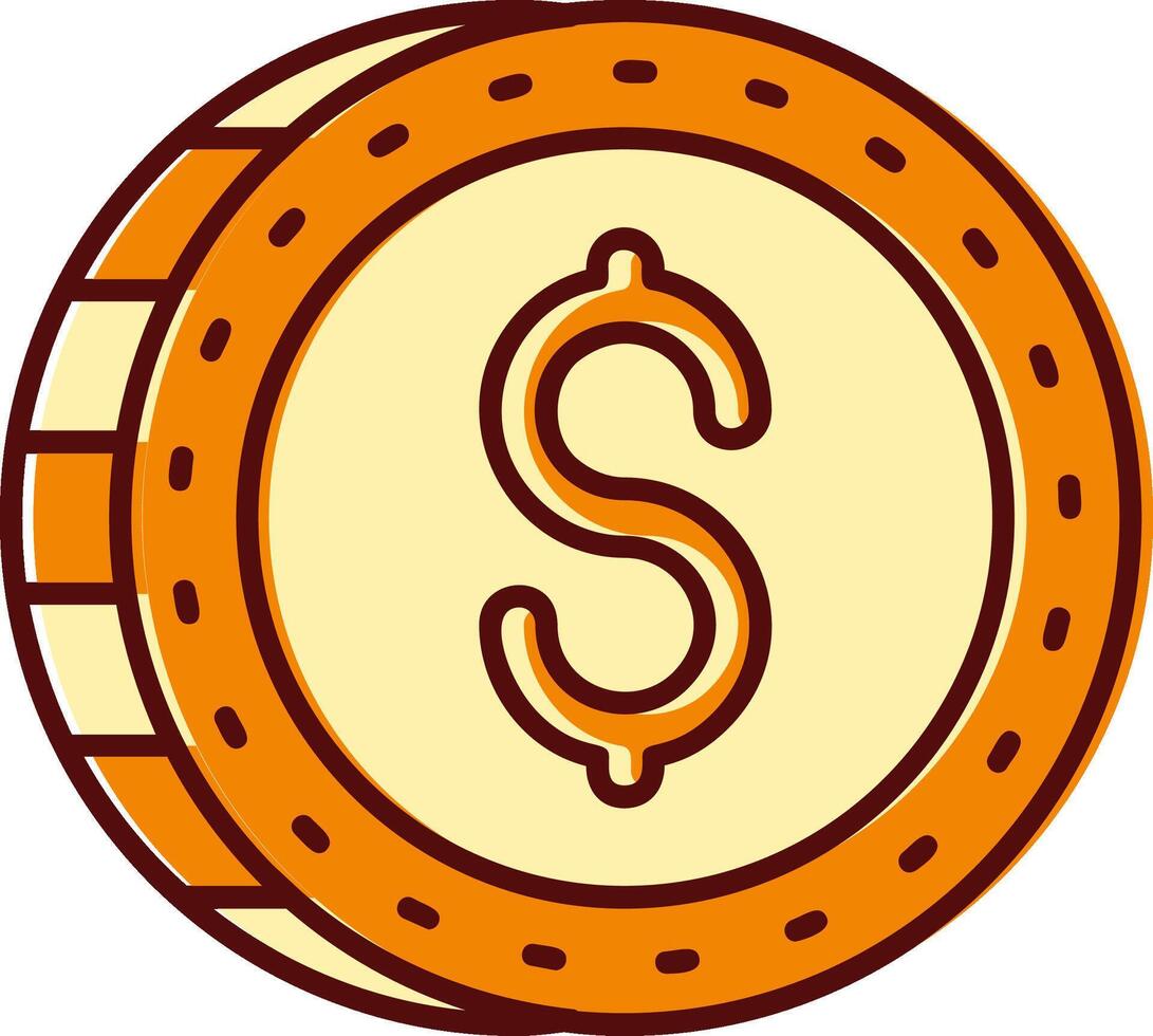 Dollar gefüllt ausgerutscht retro Symbol vektor