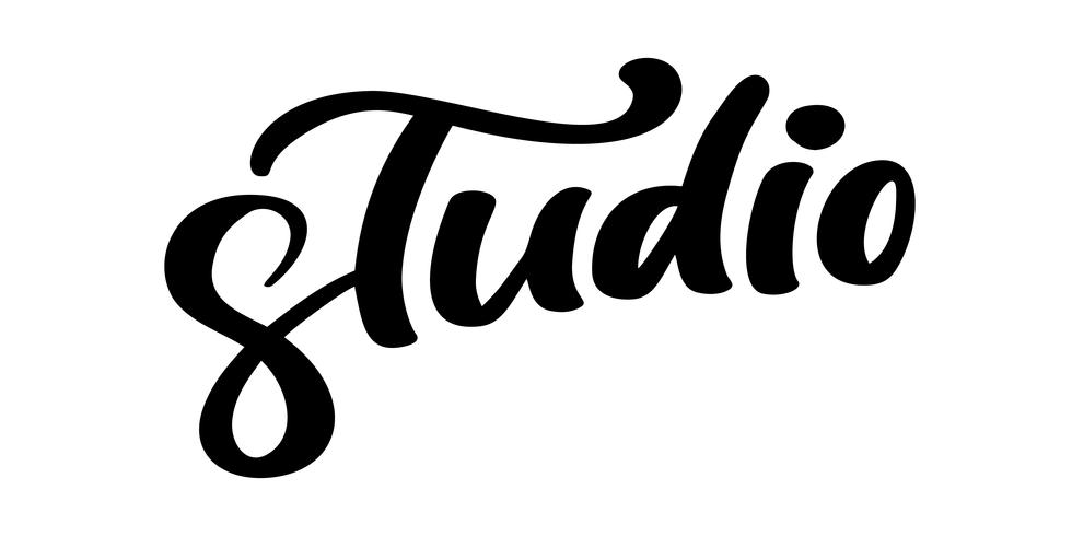 Vektor handritat bokstavsord Studio. Elegant modernt handskriven kalligrafi citat på engelska. Bläckillustration. Typografiaffisch på vit bakgrund. För kort, inbjudningar, utskrifter mm