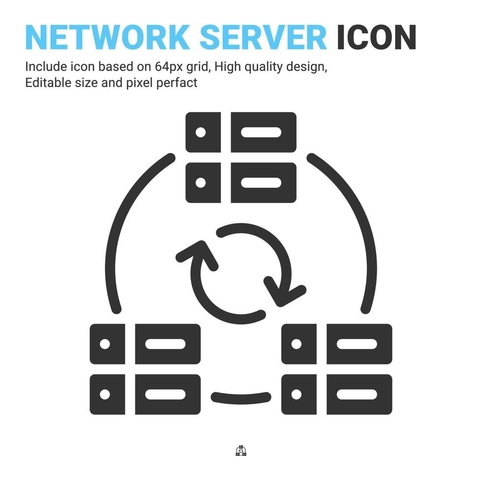 Netzwerkserver-Symbolvektor mit Glyph-Stil isoliert auf weißem Hintergrund. Vector Illustration Networking Sign Symbol Symbol Konzept für Digitales, Logo, Industrie, Technologie, Apps, Web und Projekt