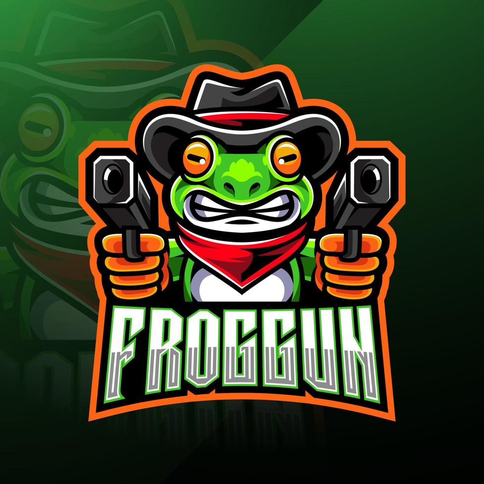 Froschpistole Esport-Logo-Design vektor