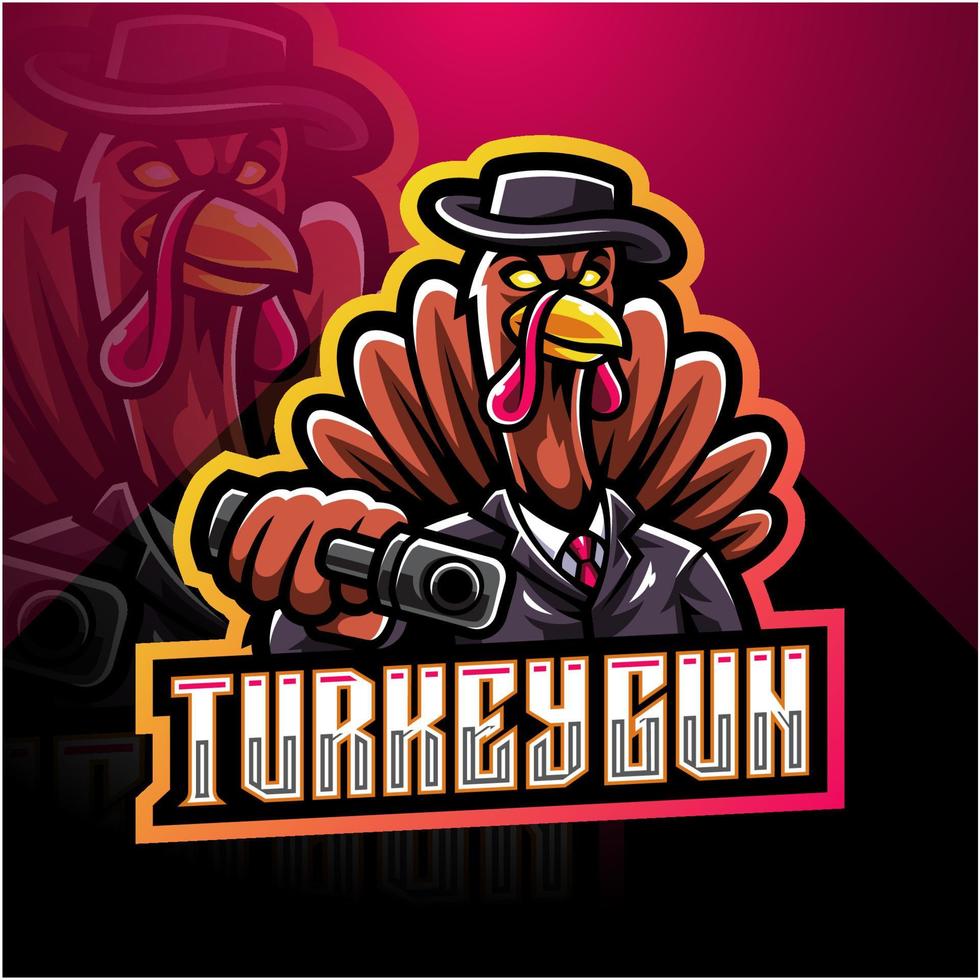 Truthahn Gunner Esport Maskottchen Logo vektor