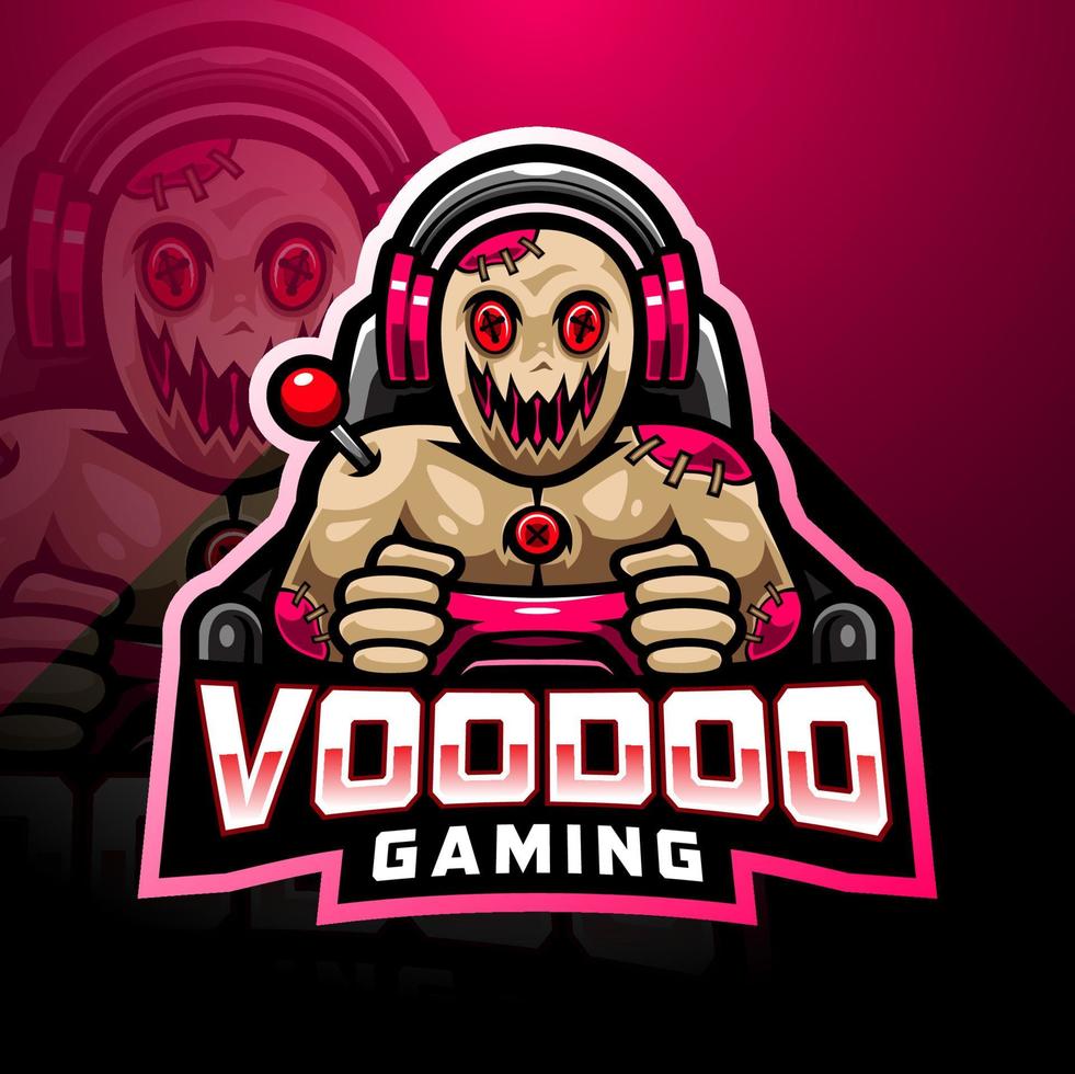 voodoo gaming esport maskot logotyp vektor